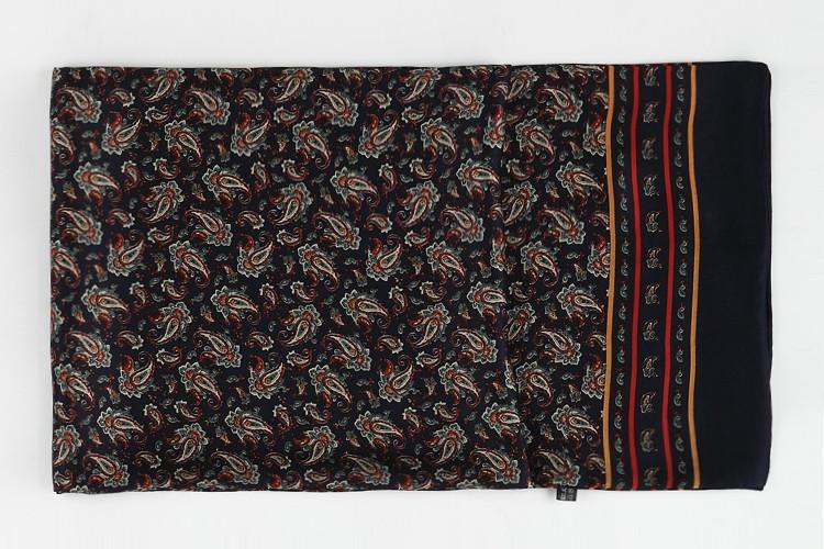 Long Silk Satin Scarf for Men Black Theme Paisley Pattern SFM013 ...