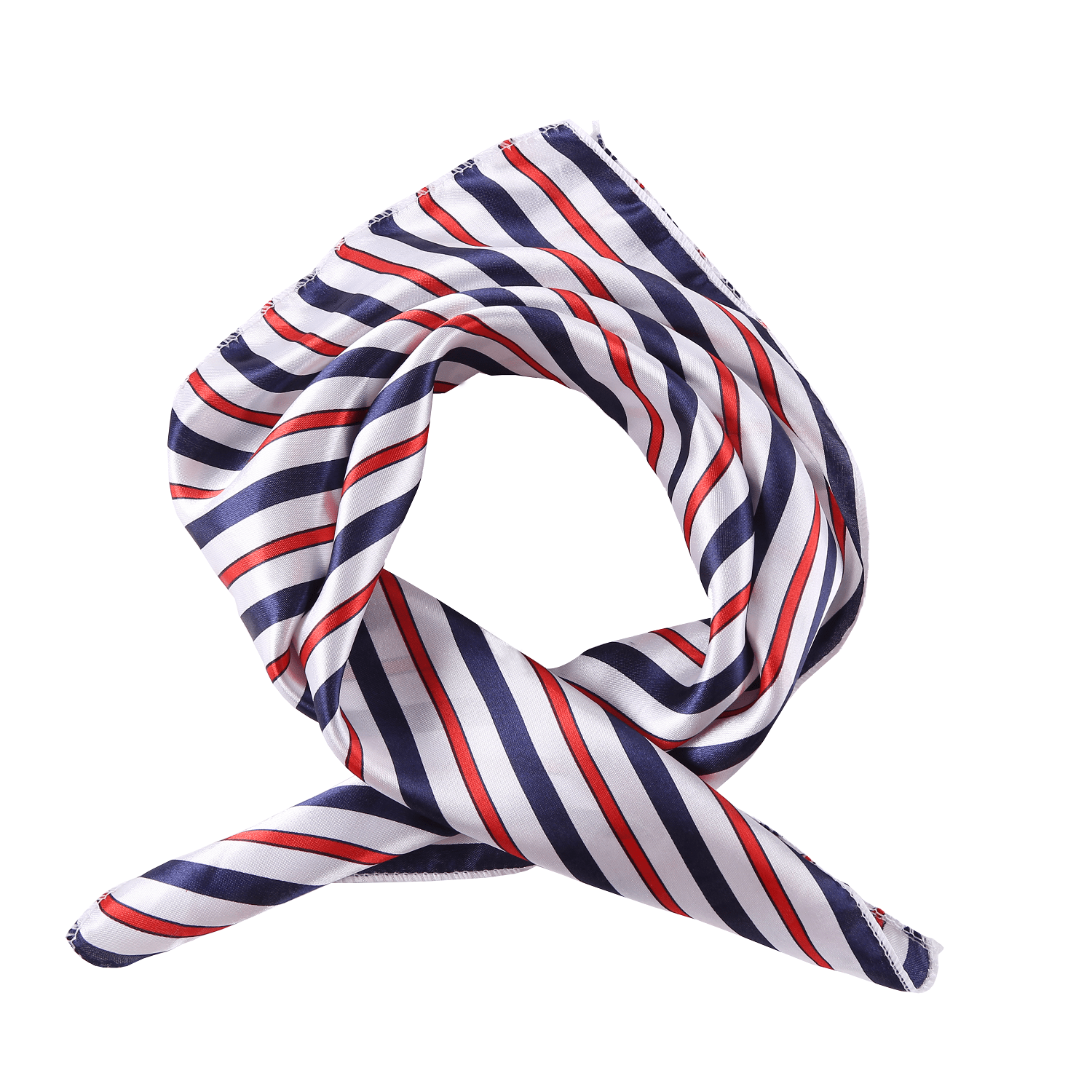 Small Square Satin Scarf Neckerchief Red and Navy Striped Print XAT024 ...