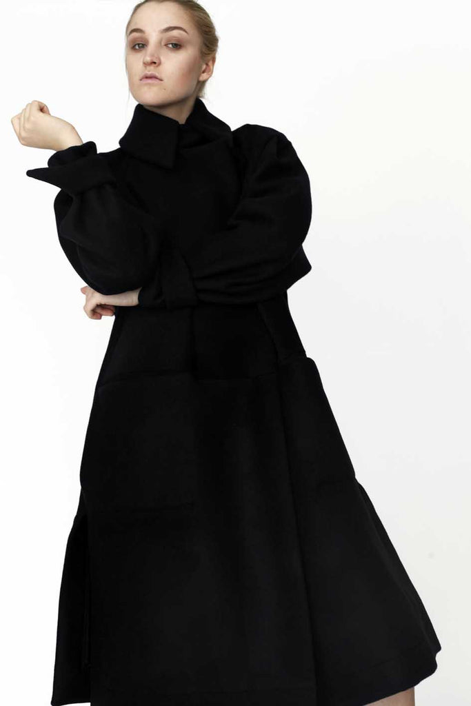 Origami Stain Collar Wool Coat / Black – YOJIRO KAKE OFFICIAL
