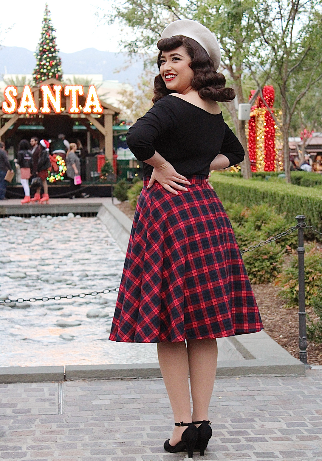 red plaid skirt in store