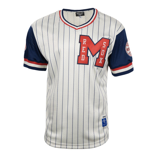 Ebbets Field Flannels Louisville Black Caps Vintage Inspired NL Pinstripe Replica V-Neck Mesh Jersey