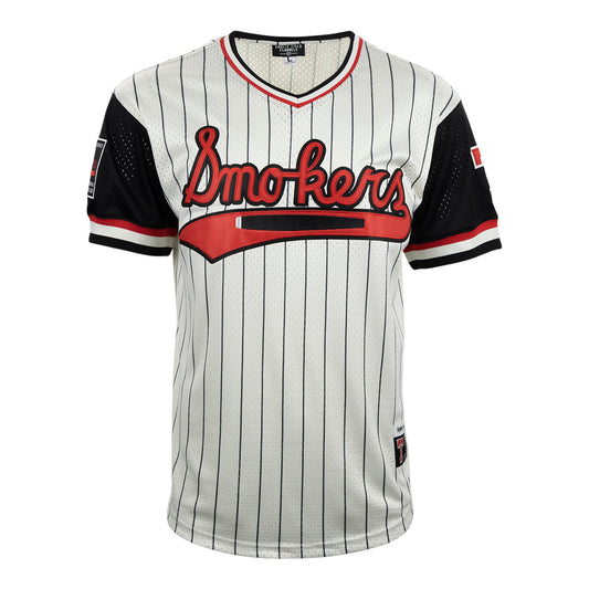 Ebbets Field Flannels Louisville Black Caps Vintage Inspired NL Pinstripe Replica V-Neck Mesh Jersey