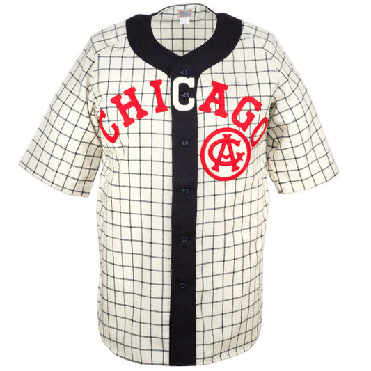 Ebbets Field Flannels Chicago American Giants Vintage Inspired NL Pinstripe Replica V-Neck Mesh Jersey