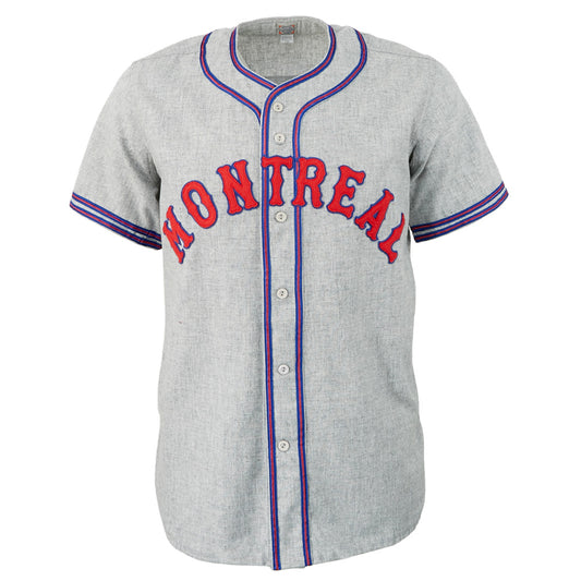Montreal Royals Ebbets Field Flannels Jersey XL Gray Button #9 JACKIE  ROBINSON