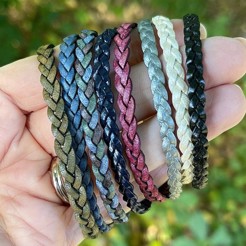 3mm Braided Leather Bracelets | 4 More Colors | Magnetic Closure | Unisex Bolo Grape Purple