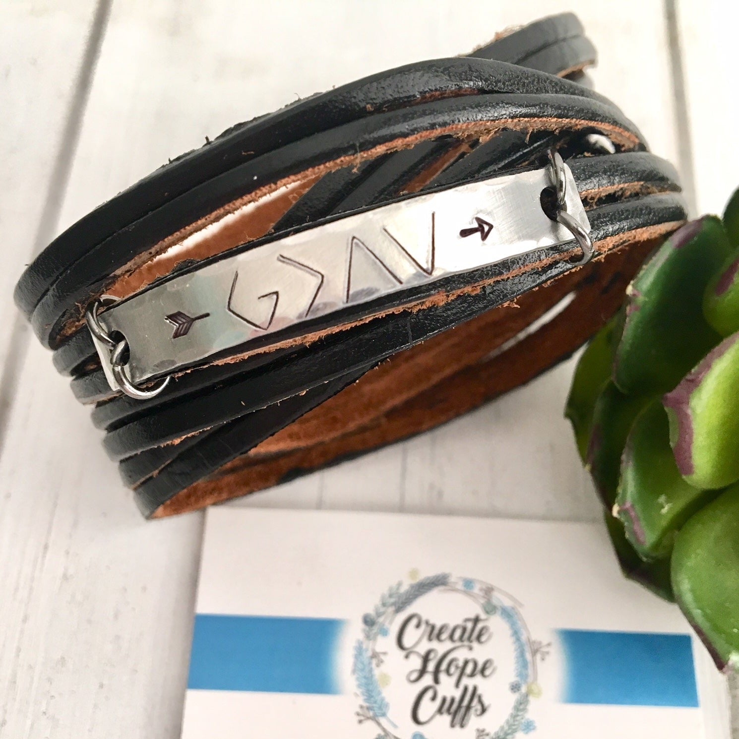 Mountains in Silver Double Wrap Leather Bracelet - Words By Heart