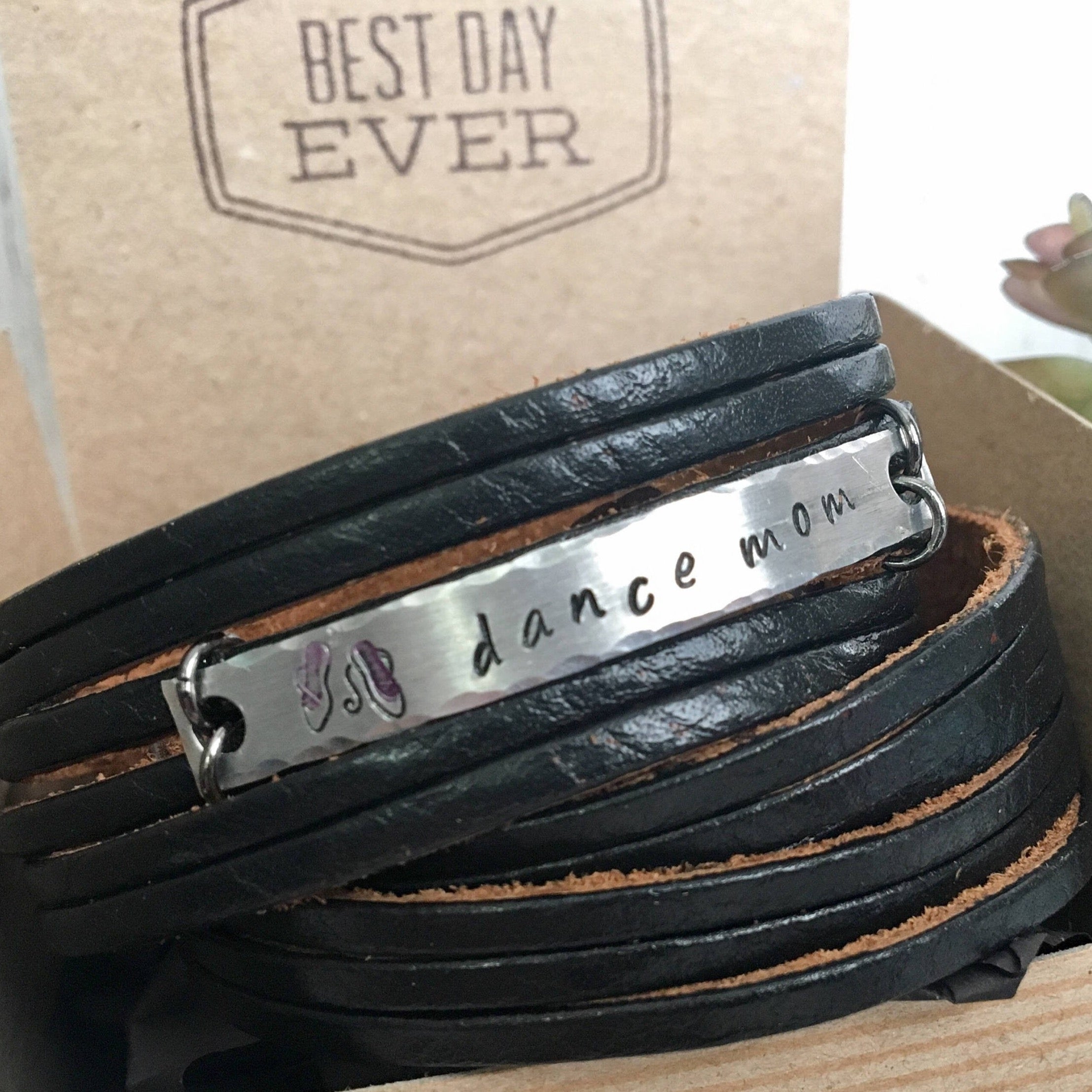 Benito - Personalized Chocolate Brown Genuine Leather Double Wrap Bracelet with Grey Snap Fastener