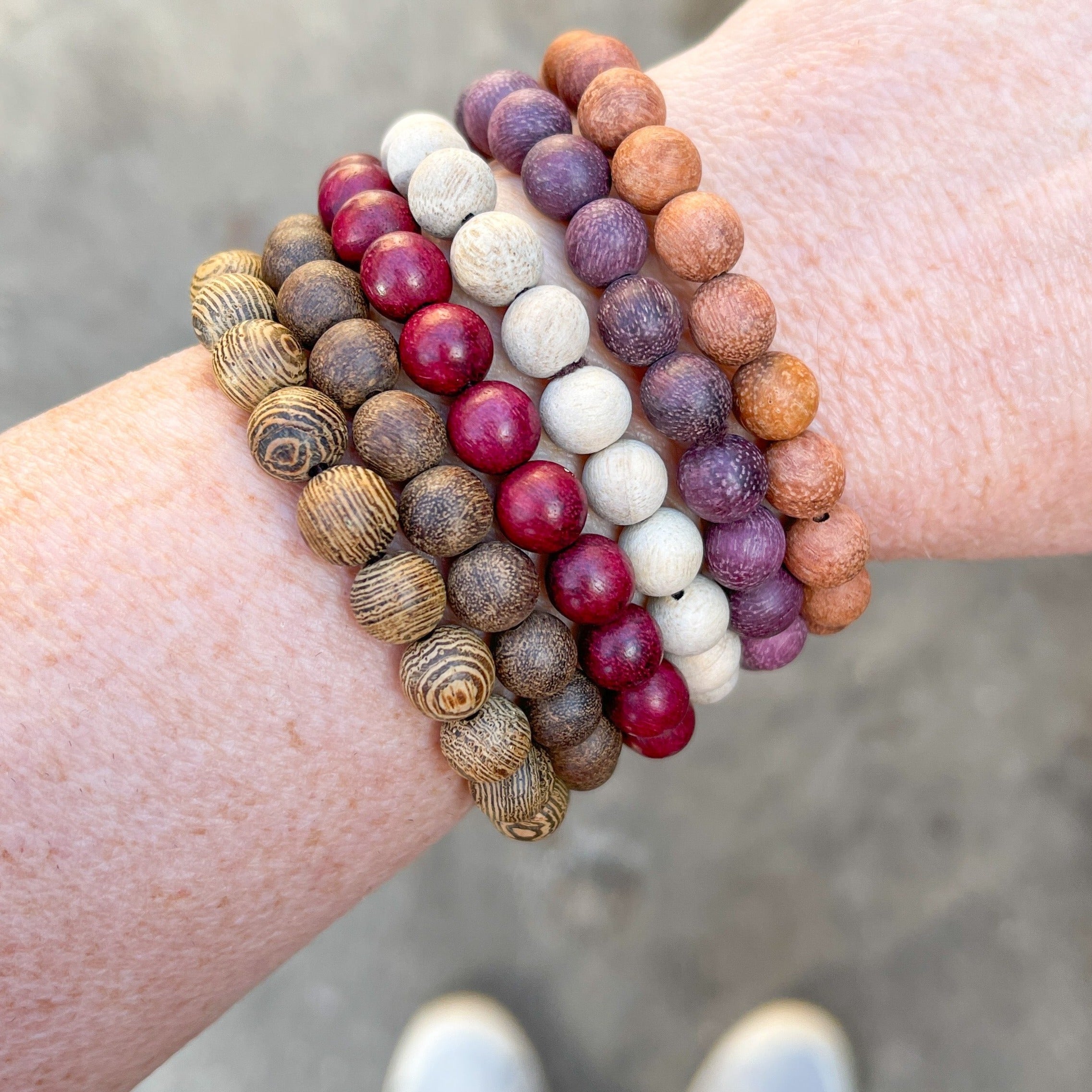 Oak Wood & Marble Bead Bracelet