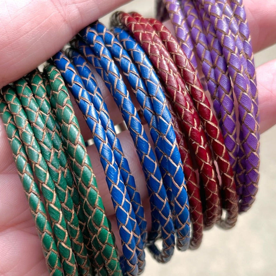 5mm FLAT Braided Leather Bracelets, SET A, 8 colors