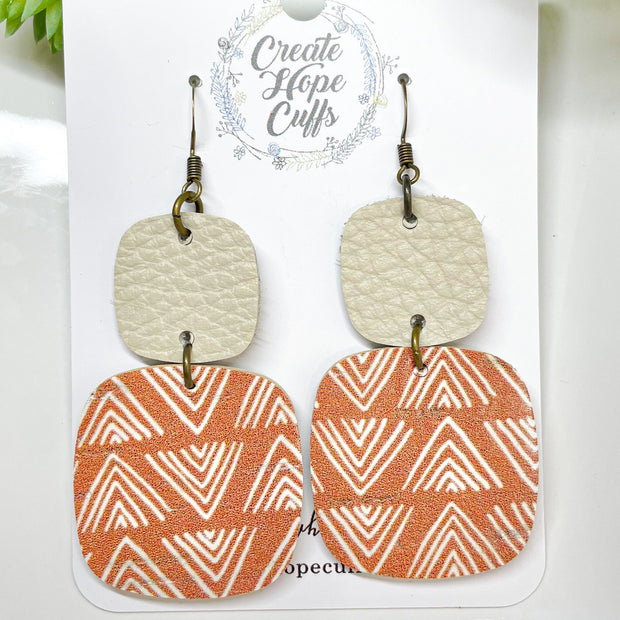 leather pumpkin earrings