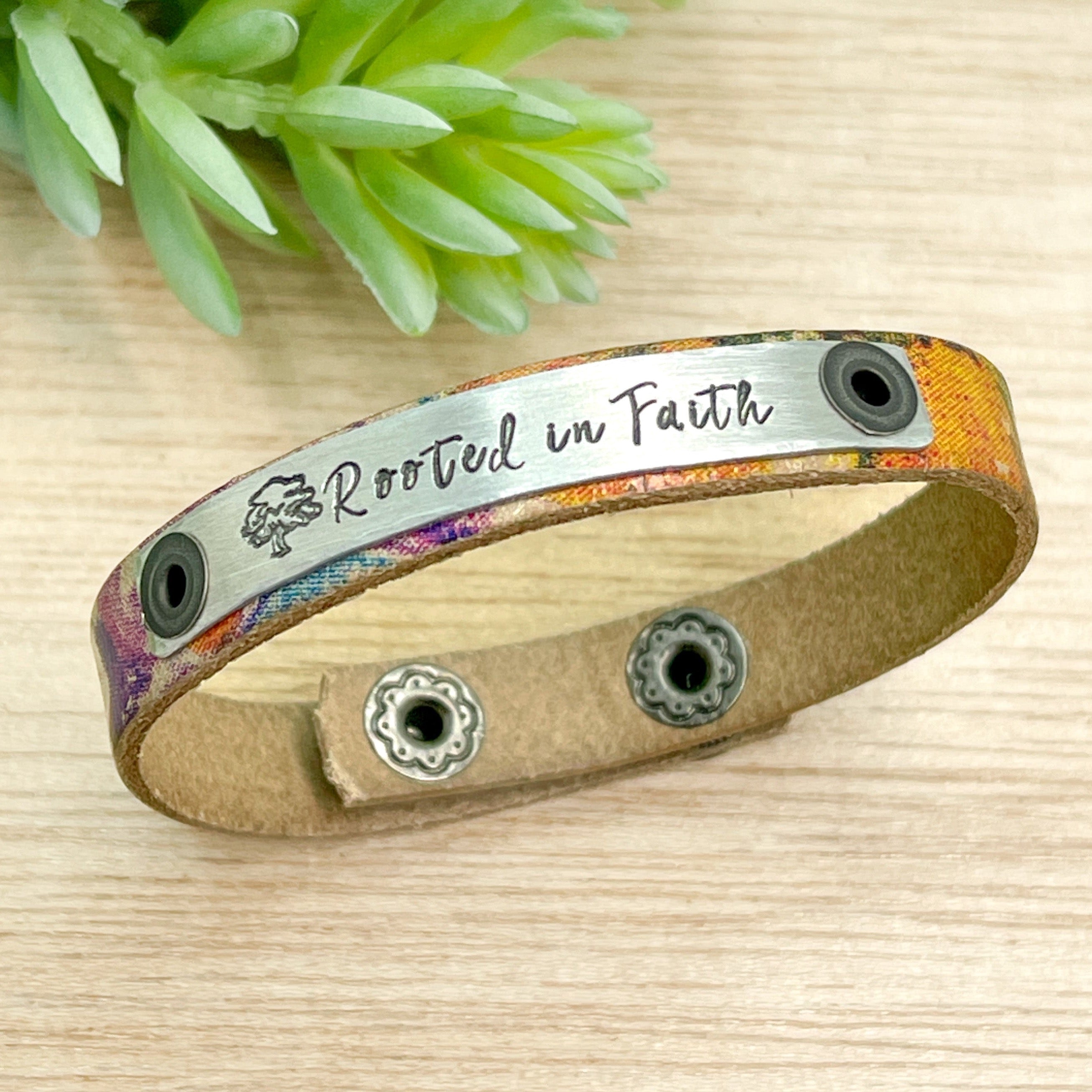 Personalized Thin Leather or Cork Cuff Bracelet