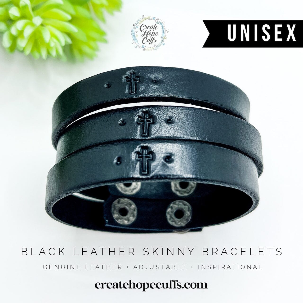 Double Strap Black Wide Cuff Adjustable Leather Bracelet – Bear Cave  Treasure