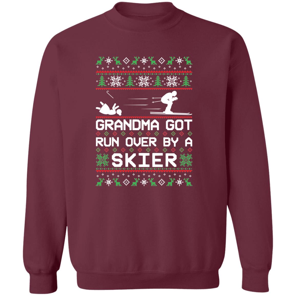 Esquiador Esquí Abuela Got Run Over Fea Navidad Suéter Cuello Redondo Sudadera - Imagen 9 de 14