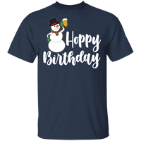 Hoppy Birthday Snowman Beer Funny Christmas T-Shirt