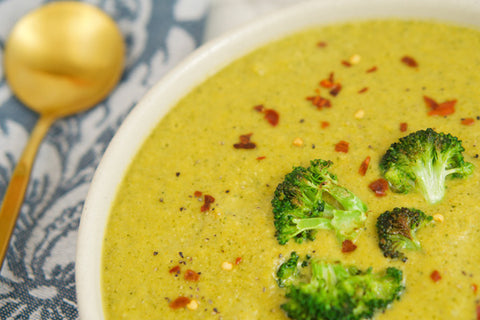 Teelixir Creamy Broccoli Soup recipe with wild Turkey Tail superfood medicinal Mushroom dual extract powder simple and easy delicious at home homemade recipes vegan gluten free paleo keto zero sugar