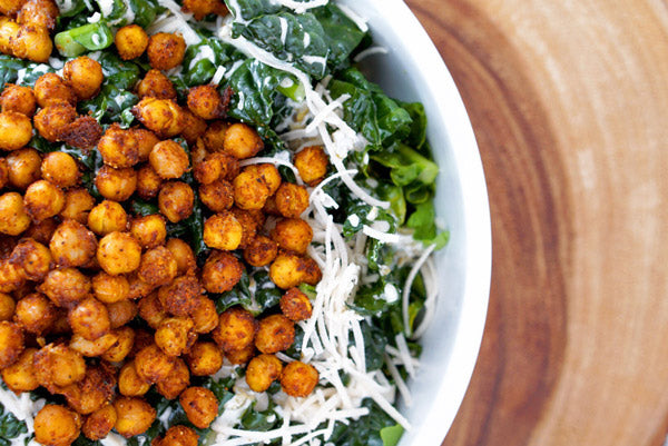 Mexican Kale Caesar Salad with Spiced Chickpeas and Tremella superfood medicinal Mushroom extract powder Vegan Gluten Free recipe easy simple delicious