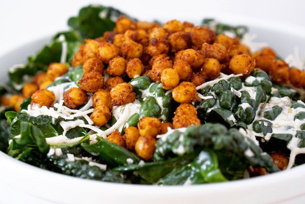 Mexican Kale Caesar Salad with Spiced Chickpeas and Tremella superfood medicinal Mushroom extract powder Vegan Gluten Free recipe easy simple delicious