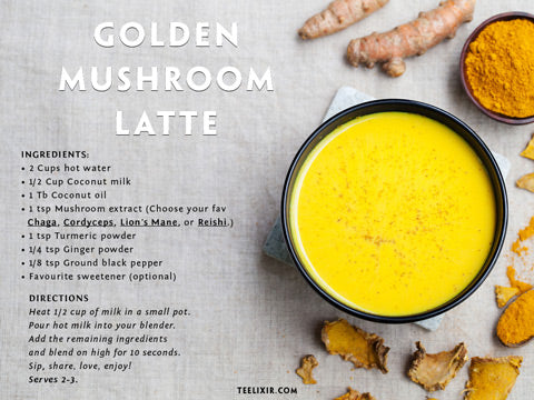 Teelixir Golden Mushroom Latte with Turmeric Recipe Card