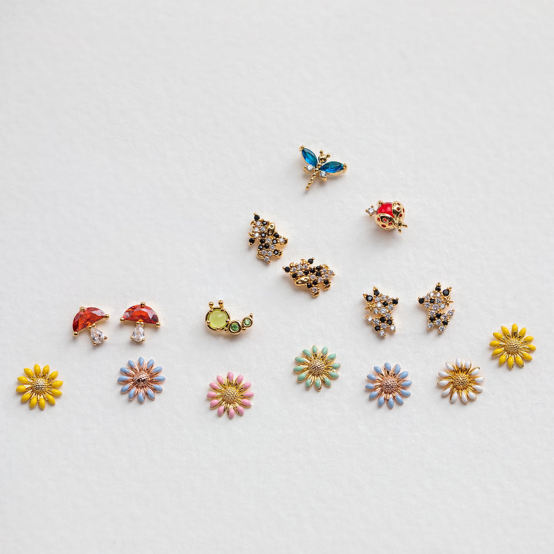 Pink Enamel Sunflower Studs