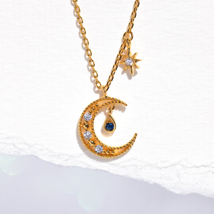 Gold/Blue Moon Necklace and Earring Set – Michelle's Hobby House