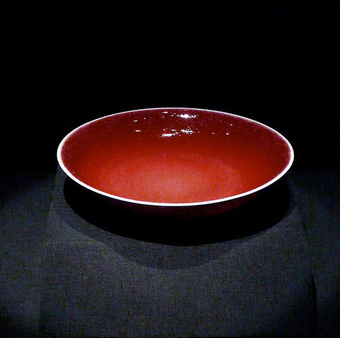 Red glass Chinese ceramic bowl