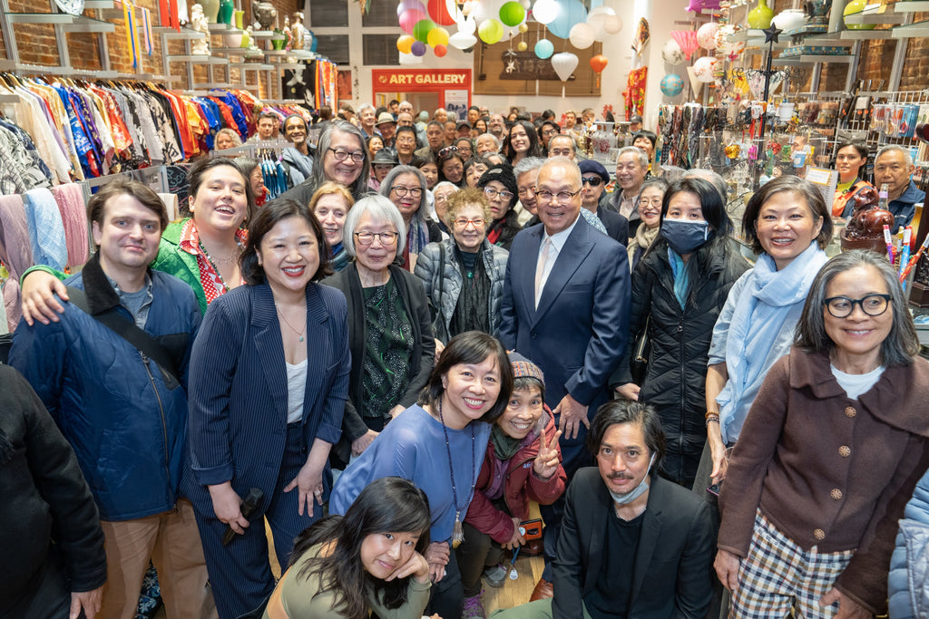 Guests at opening reception of "Just Between Us: From the Archives or Arlan Huang" in the Pearl RIver Mart Soho location