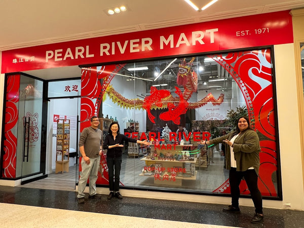Pearl River Mart employees in front of popup space in Tangram mall