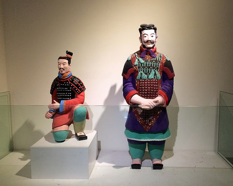Replicas of terracotta warriors painted in bright colors