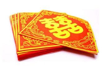 Red and gold double happiness napkins