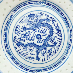 Close up of dragon on Ling Long porcelain dish
