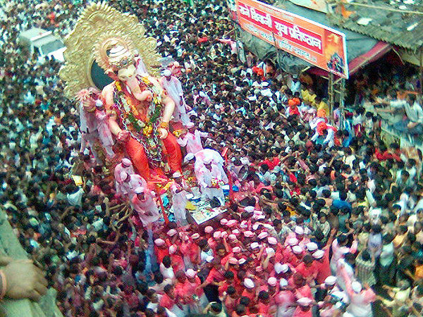 A procession during a festival honoring Ganesha