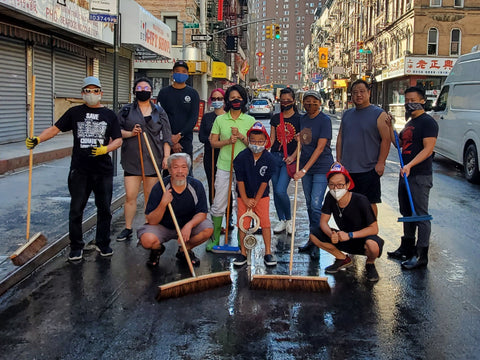 Chinatown street sweeping volunteers