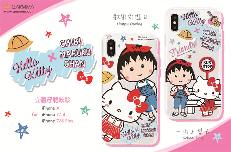 GARMMA Hello Kitty X Chibi Maruko-chan Shockproof Air Barrier Transparent TPU Soft Back Cover Case