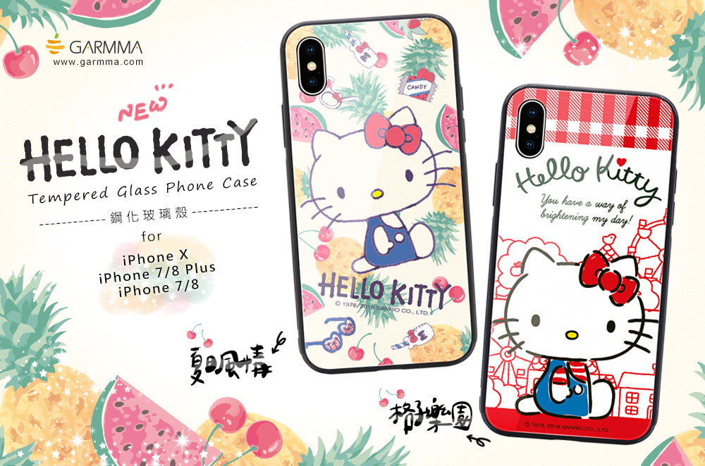 GOMO Hello Kitty & Little Twin Stars & My Melody Tempered Glass Back Case Cover