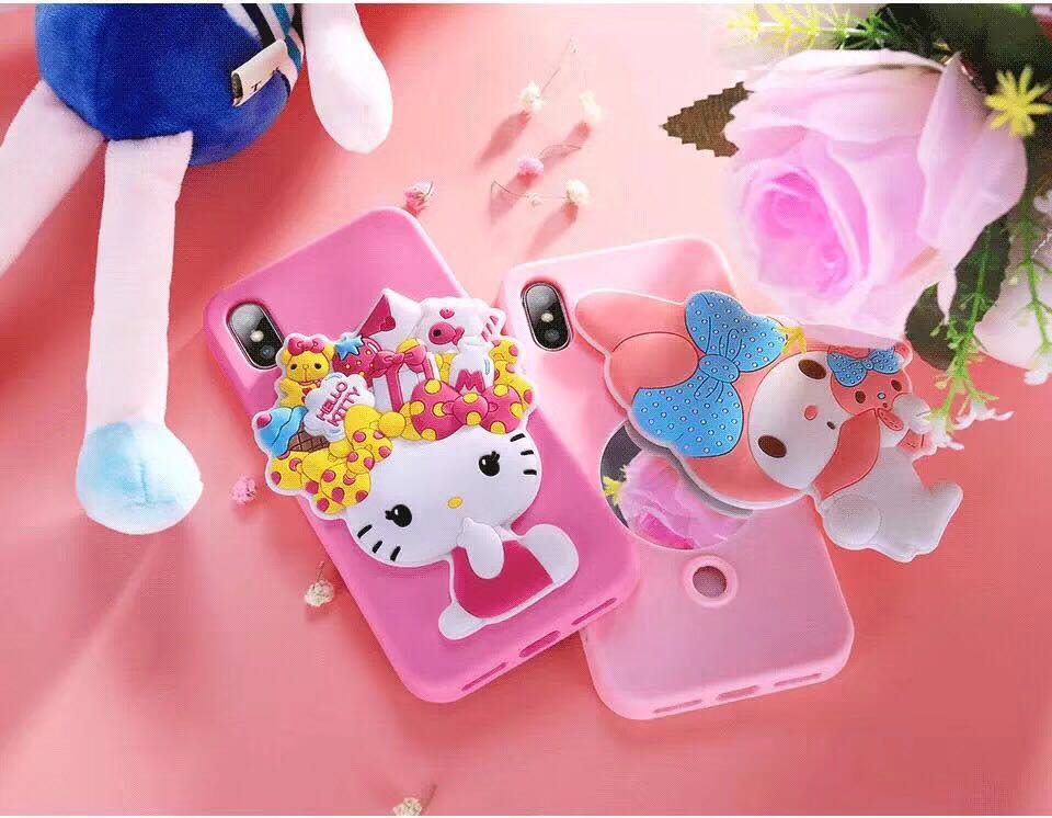 X-Doria Pudding Hello Kitty & My Melody Mirror Shockproof Silicone Case Cover for Apple iPhone X
