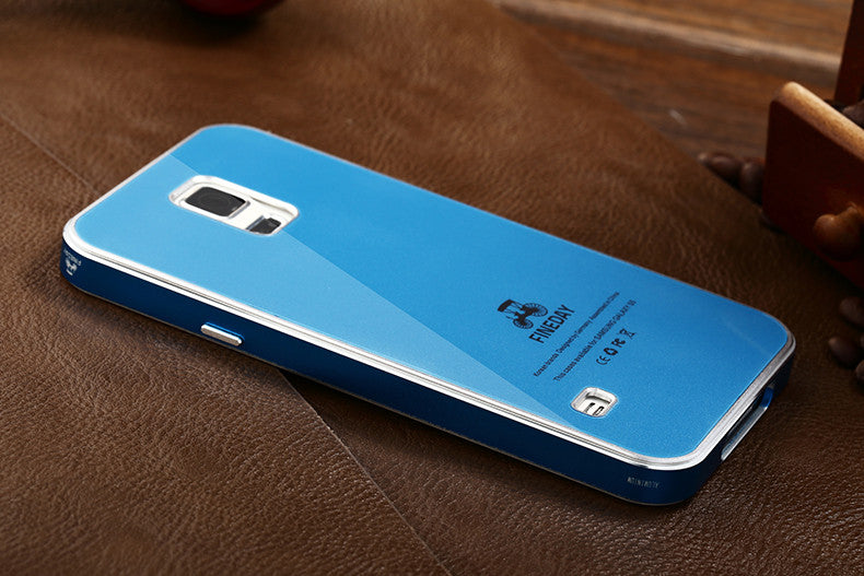 iMatch Aviation Aluminum Alloy Metal Bumper Tempered Glass Back Cover Case for Samsung Galaxy S5