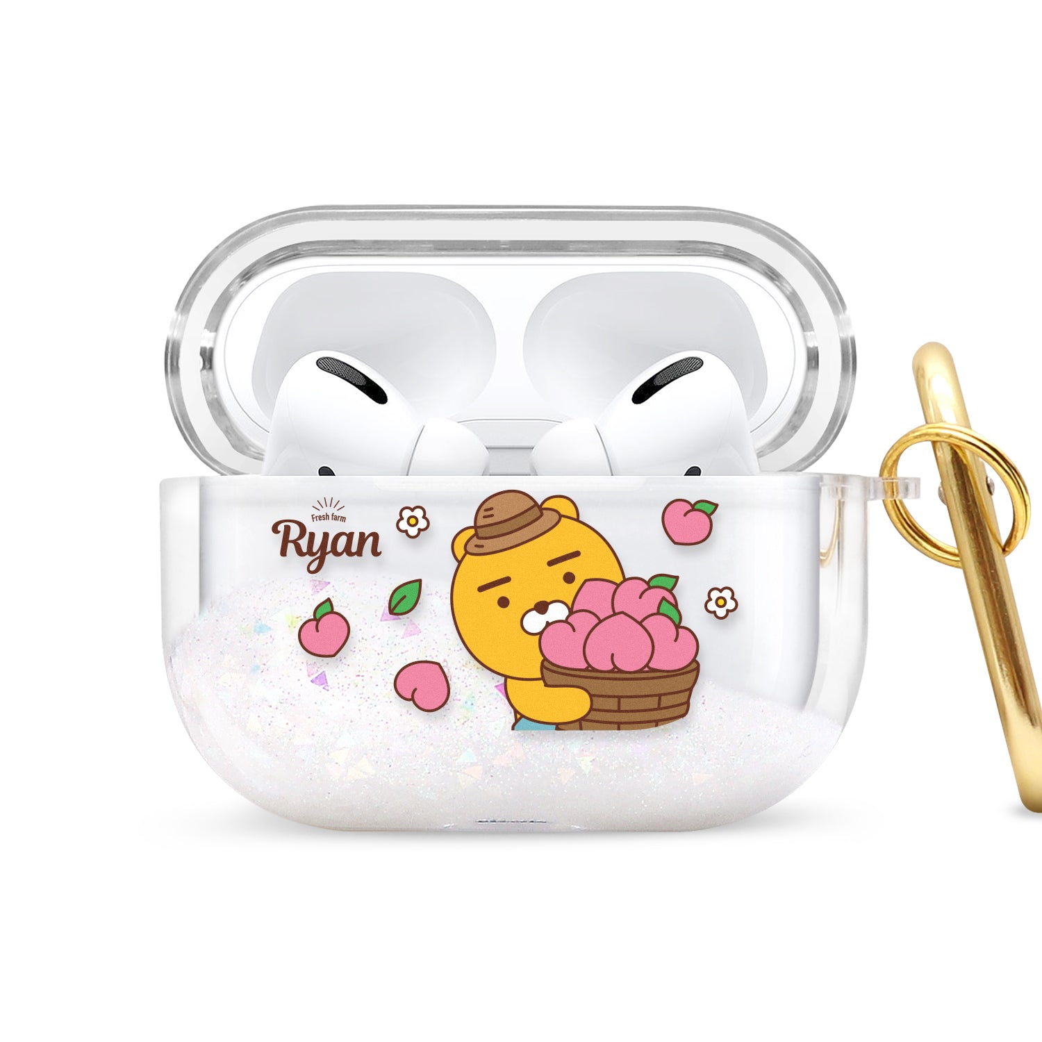 GARMMA Line Friends Glitter Quicksand Apple AirPods Pro/2/1 Charging Case  Cover with Carabiner Clip