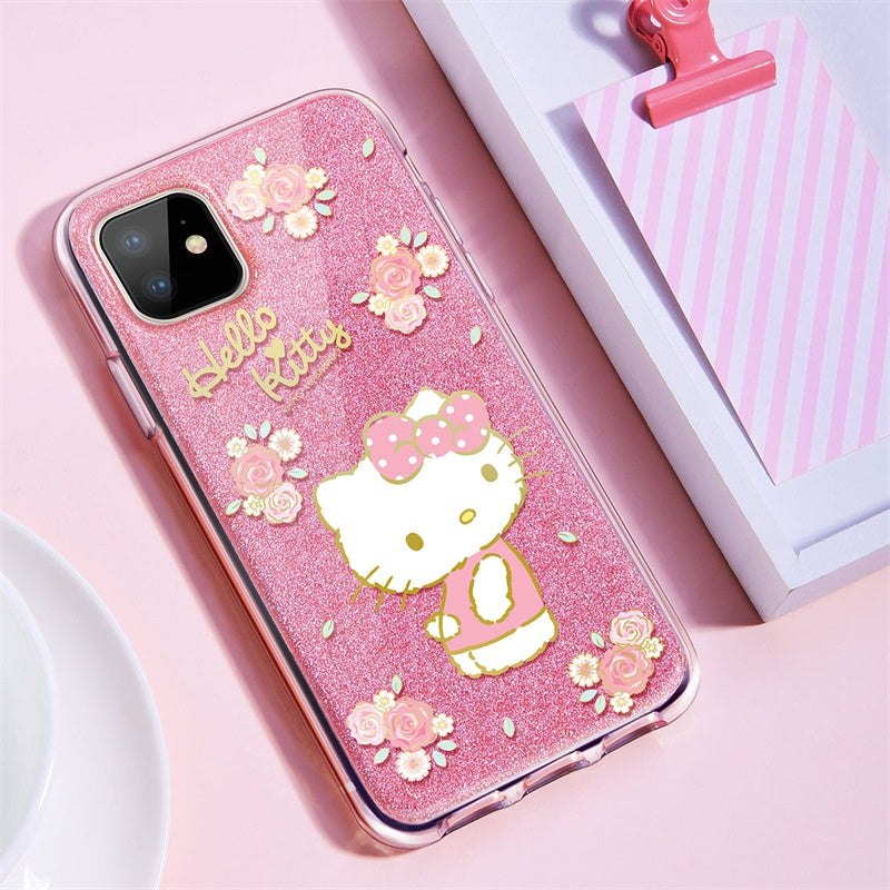 UKA Hello Kitty & My Melody Glitter Back Case Cover for Apple iPhone ...