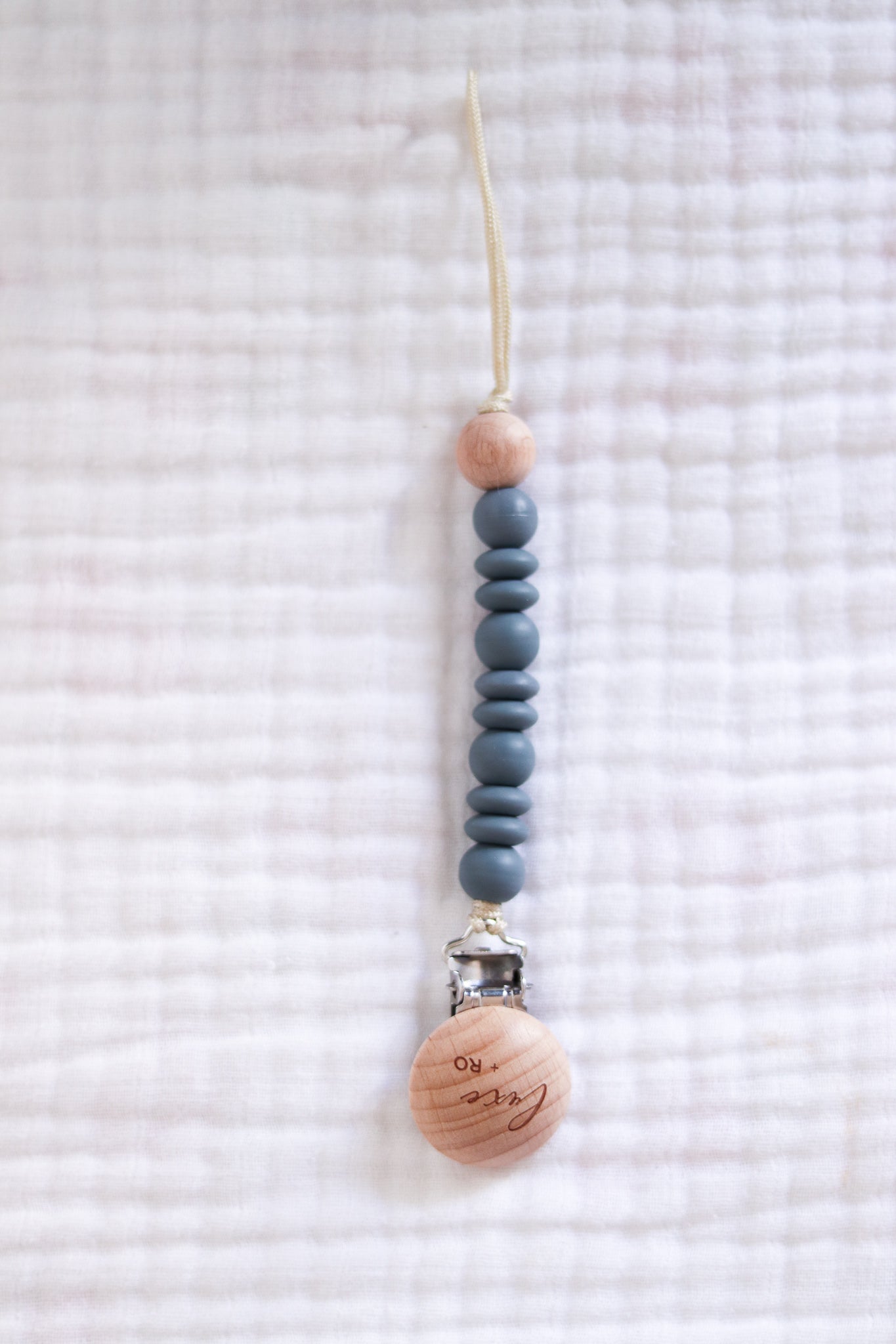 Wooden Pacifier Clip | Grey