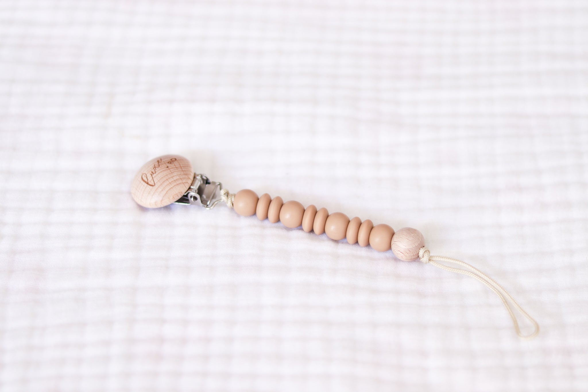 Wooden Pacifier Clip | Nude