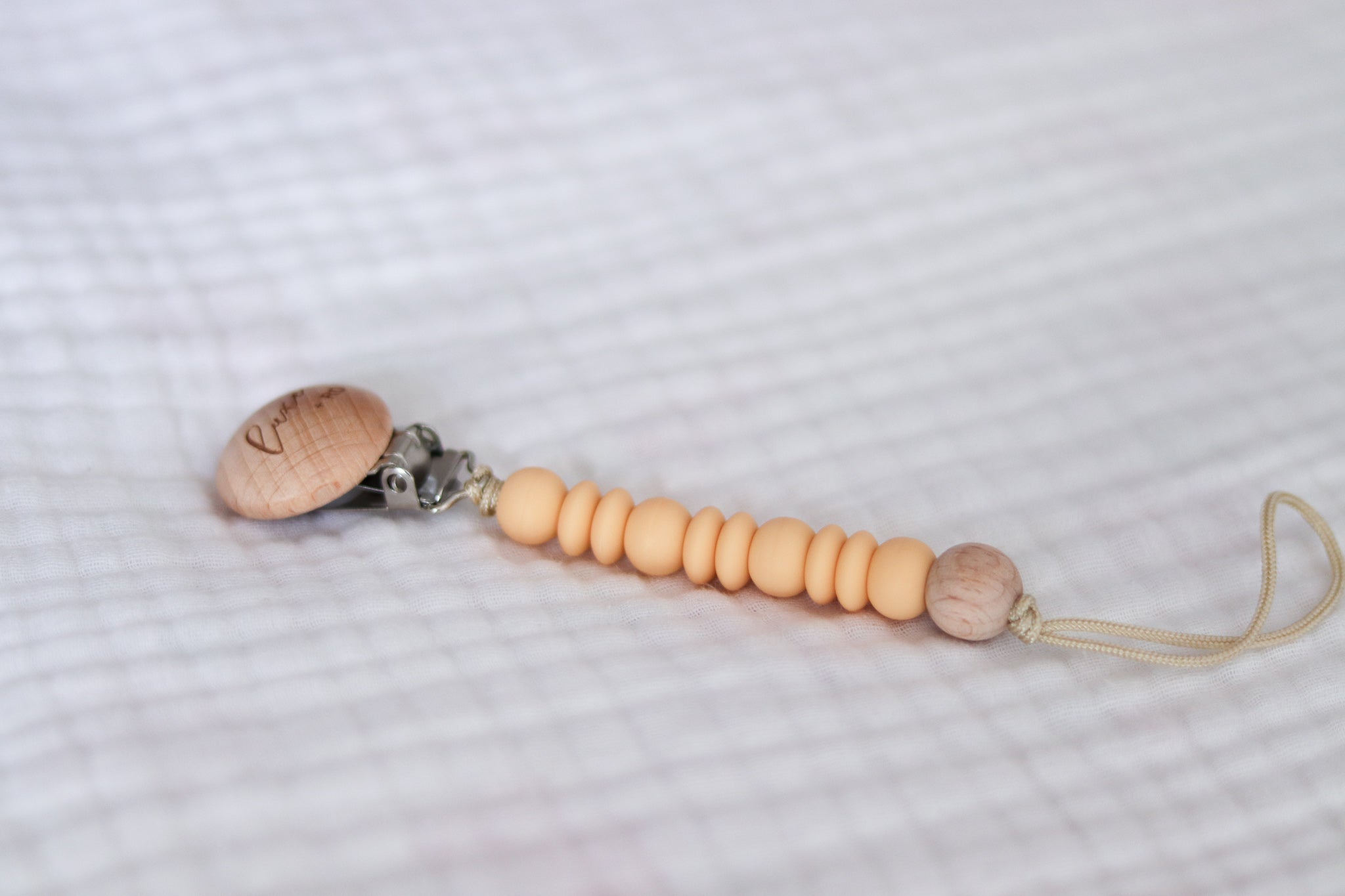 Wooden Pacifier Clip | Soft Yellow