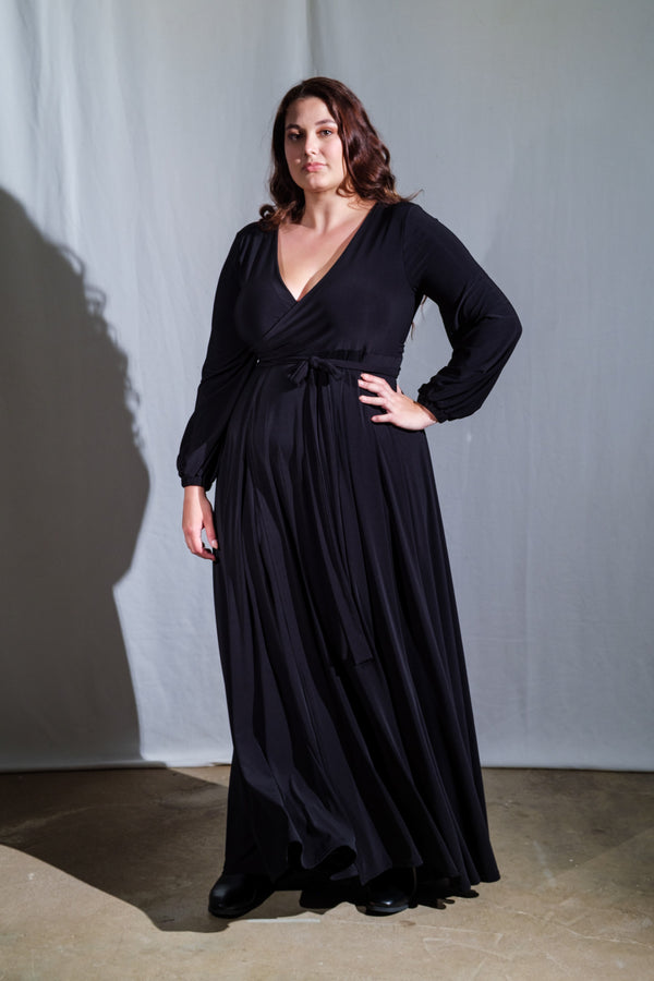 Winter Maxi Wrap Dress | Black