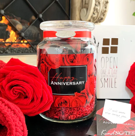 Happy Anniversary Rose Jar of Notes