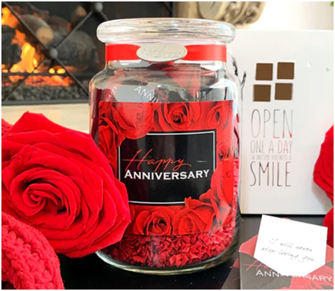 The Happy Anniversary Rose Jar of Notes 