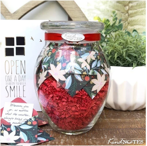 Retro Poinsettias Jar of Notes