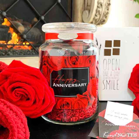 Happy Anniversary Rose Jar of Notes