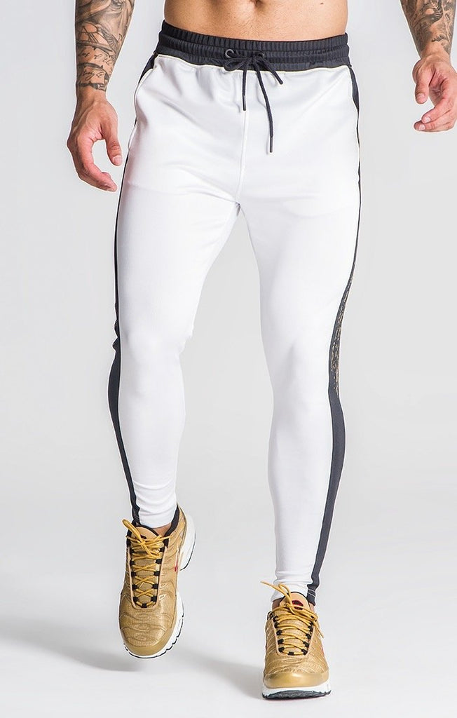 White Joggers With Gold Foil Print | Joggers | Gianni Kavanagh Men | UB ...