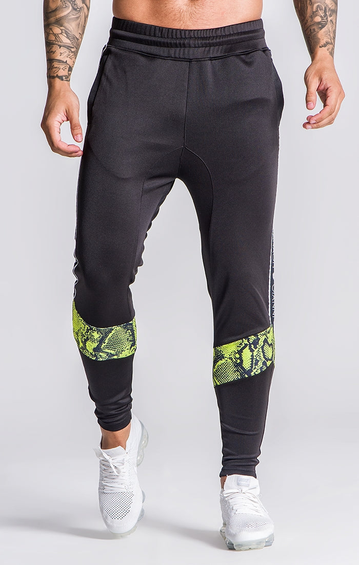 black and neon joggers