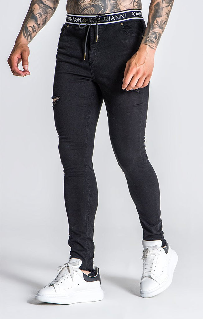 black elastic jeans