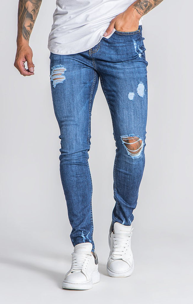 medium blue ripped jeans